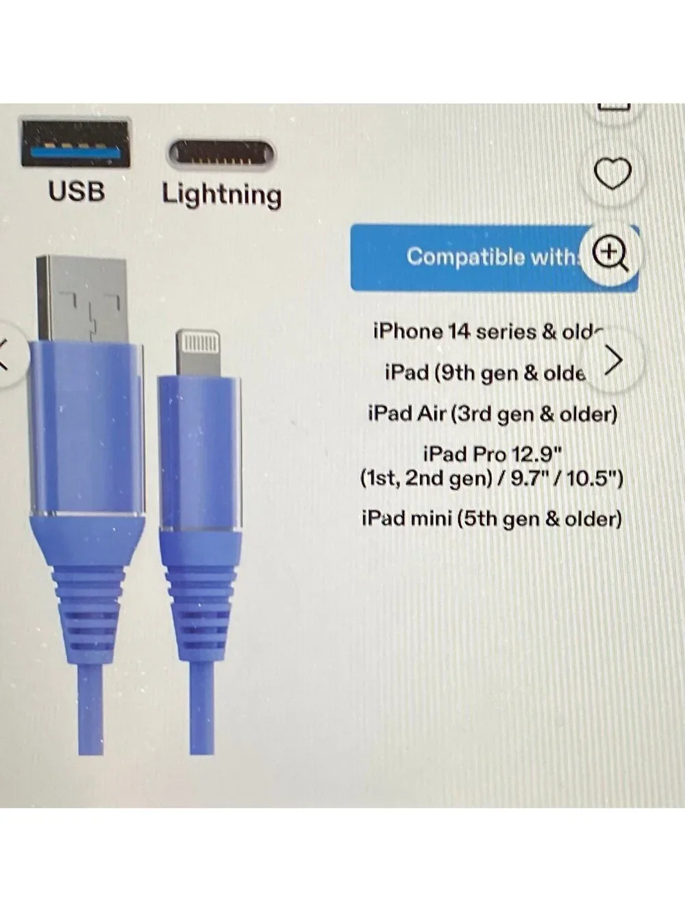 Onn 6ft Lightning to USB Charging Cable Blue